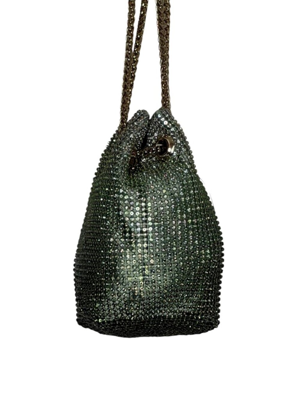 Guess Zalina Mini Purse Handbag Mesh Rhinestone Celadon Blue Green Gold NWT - Picture 5 of 12